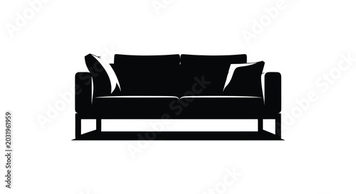 Bild auf Leinwand Sofa Silhouette On White Background Modern Furniture Design