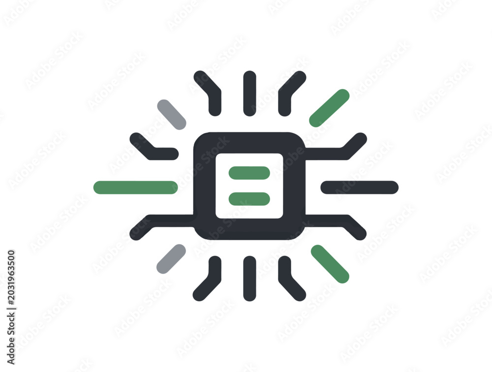 Obraz premium Abstract processor chip icon on black background for technology concepts