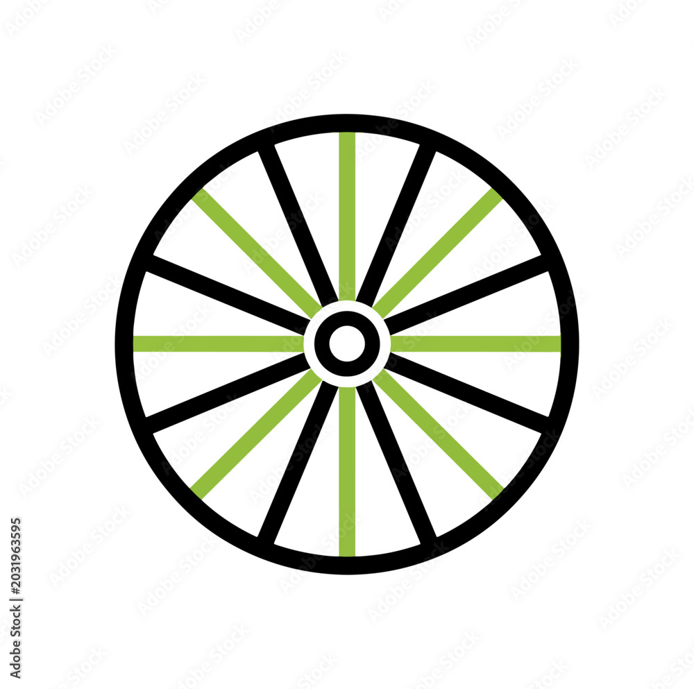 Fototapeta premium Geometric wheel design with black background and radial lines
