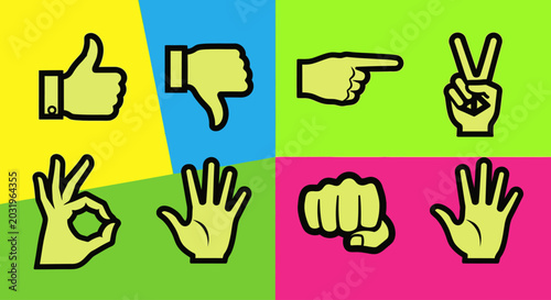 Schilderij op canvas Hand gestures signs and symbols.