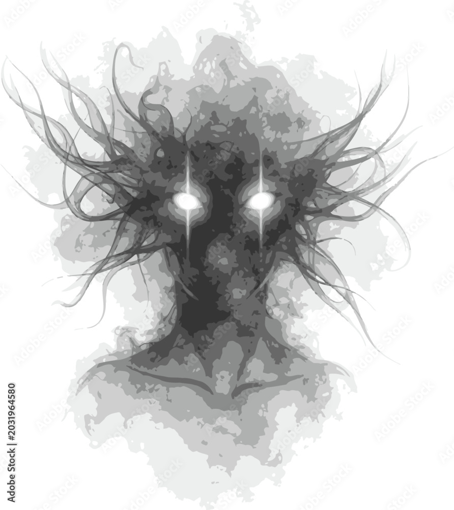 Fototapeta premium Glowing Eyes in Dark Creature Face.