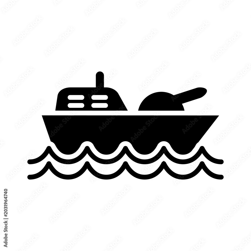 Fototapeta premium Warship icon solid design with transparent background