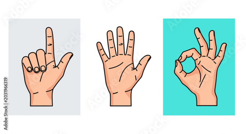Obraz na płótnie Hands making different finger gestures.