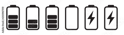 Photography Battery charge level indicator icon set