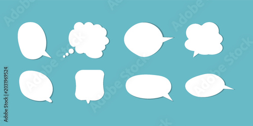 Foto abstract set of white speech bubble with shadow isolated background