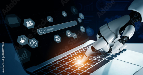 Φωτογραφία AI analyzing search patterns and keyword data to enhance SEO performance, conten
