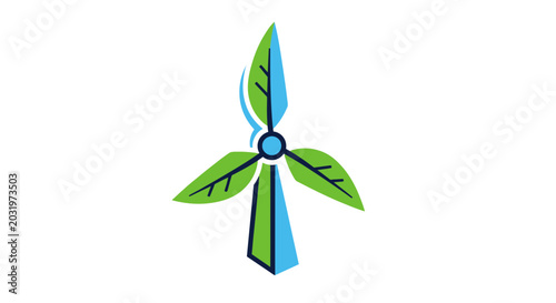 Ecofriendly Energy: Sustainable Development Symbol in Green and Blue Minimalist Design