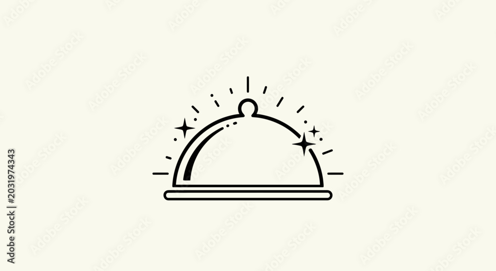 Fototapeta premium Elegant Cloche Icon Sparkling With Light Representing Gourmet Dining Experience