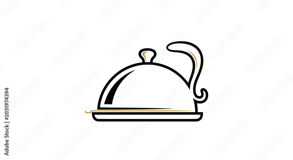Fototapeta premium Elegant Cloche Illustration For Restaurants And Fine Dining, Minimalistic Vector Design