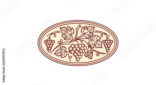 Elegant Grape Vine Illustration: A Refined Design for Wine Labels and Decorative Graphics