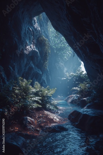 Mystical Cave Stream - A Glimpse into Natures Hidden Sanctuary.