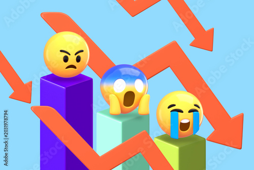 Εκτύπωση καμβά Economic decline background, 3D emoji design