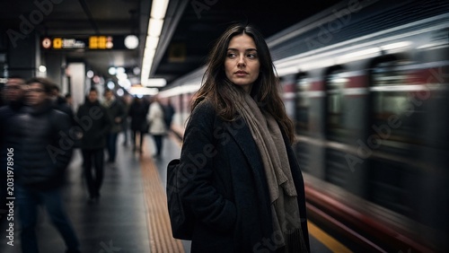 subway. Urban subway scene with motion blur, capturing the energy of city transportation. mobility guides, transit brochures, designed for mobility and urban transit guides, used by fitness trainers.