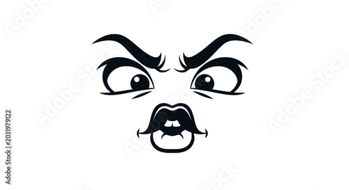 Photos Angry Face Icon - Cartoon Eyes and Mouth Expression