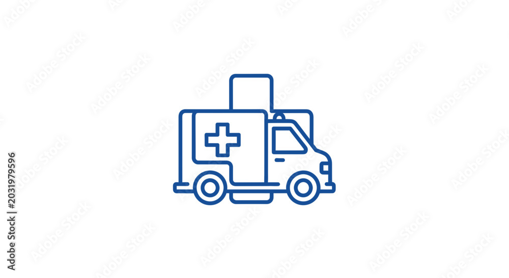 Fototapeta premium Emergency Medical Transport Symbol: Outline of an Ambulance Representing Urgent Care and Aid