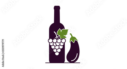 Elegant Wine And Vegetable Symbol, Suitable for Restaurant or Culinary Branding Purpose