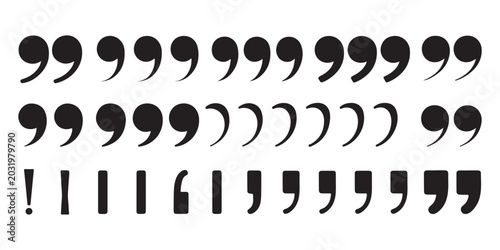Bild auf Leinwand Set of black quote marks and speech punctuation isolated on transparent background