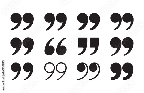 Foto Group of quotation marks and punctuation symbols on transparent background for design