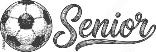 Senior Soccer Emblem in Minimalist Design