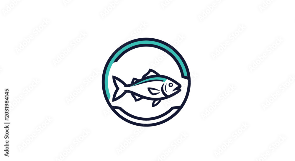 Obraz premium Fresh Seafood Logo Design Symbolizing Marine Life Restaurant or Business Illustration