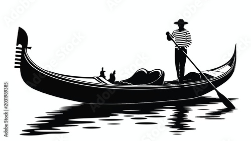 gondola boat with gondolier on water