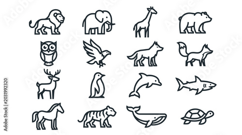 Minimalist Wild Animal Icon Set