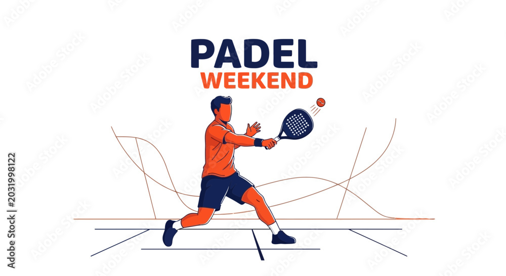 Fototapeta premium Dynamic Padel Weekend Illustration Depicting Active Game Play For Sports Enthusiasts