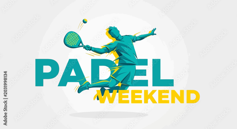 Fototapeta premium Dynamic Padel Weekend Illustration Depicting Player Action with Vibrant Style and Design