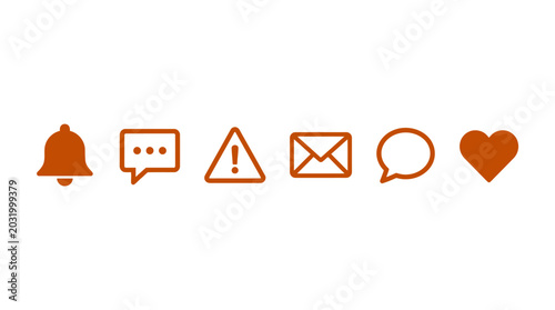 Quadro su tela Set of six simple notification icons representing alerts, messages, and interact