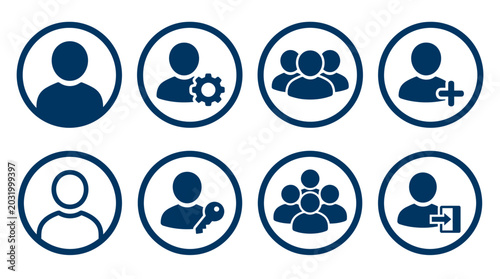 Collection of user profile icons representing various social interactions and settings