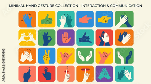 Canvas-taulu Minimal hand gesture collection icons.