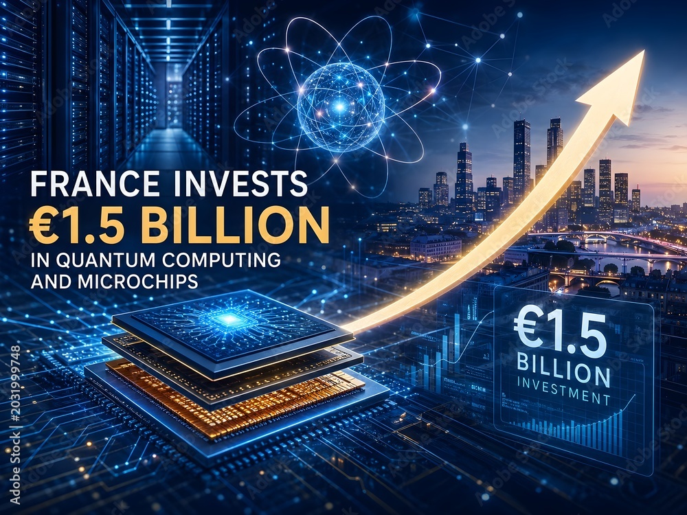 Fototapeta premium France Invests In Quantum Computing And Microchip Growth Concept
