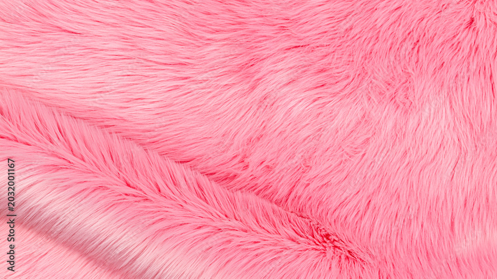 Fototapeta premium Soft pink fur fabric used for crafting or decoration in a creative space for design projects and textiles
