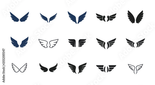 Photos Collection of Wing Icons and Symbols, Vector Illustrations
