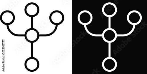 Tableau sur toile branch Two-tone version in black and white background