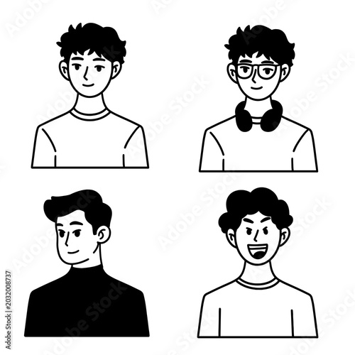 people female and man avatar character icon illustration