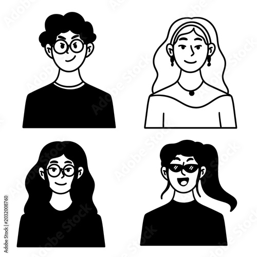 people female and man avatar character icon illustration