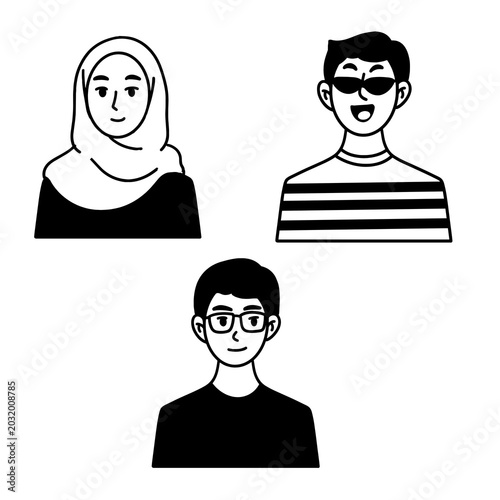 people female and man avatar character icon illustration