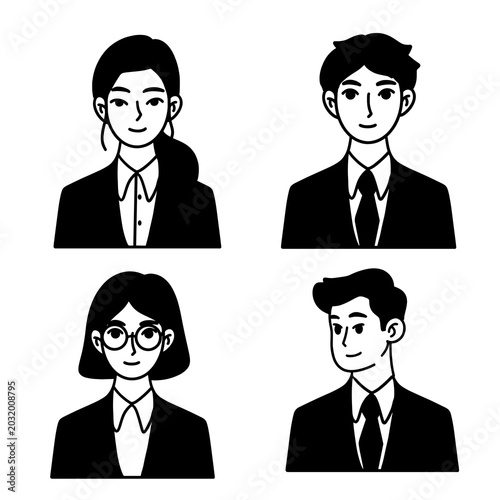 people female and man avatar character icon illustration