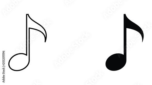 Photos Musical note icon set in outline and solid glyph style vector