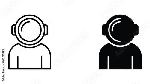 Astronaut icon set in outline and solid glyph style vector