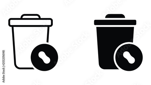 Photos Delete icon set in outline and solid glyph style vector