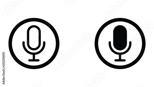 Photos Microphone icon set in outline and solid glyph style vector