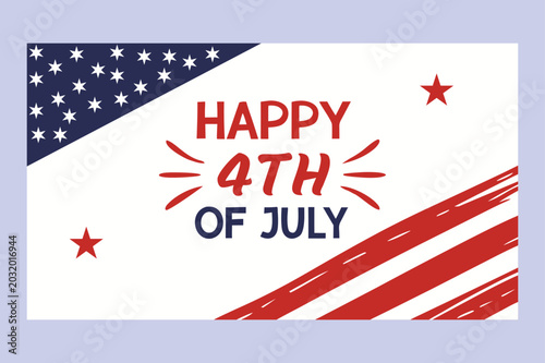 Happy 4th of july greeting card with american flag design 