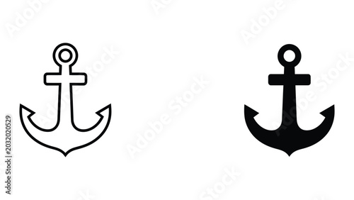 Konstfotografi Anchor icon set in outline and solid glyph style vector