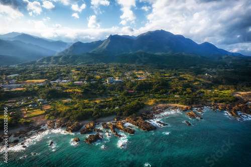 Foto Aerial view of eastern Yakushima Island, Kagoshima Prefecture, Japan; a World He