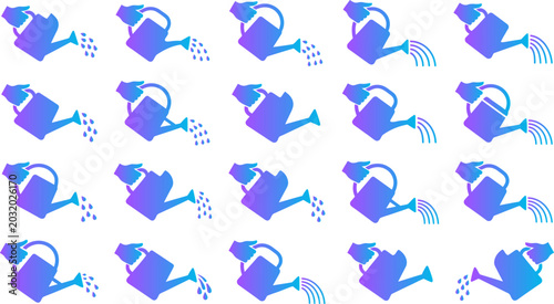 Konstfotografi Watering can icons with gradient colors symbolizing growth nurturing and abundance with water splashing