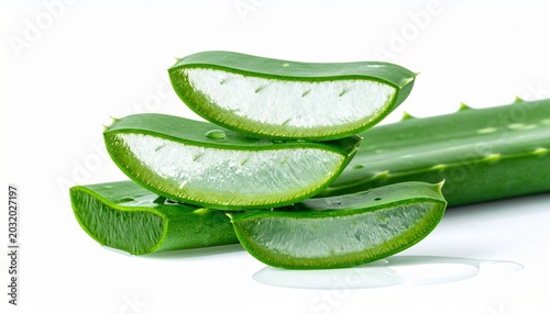 Stacked aloe vera slices with gel