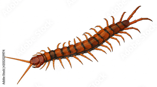 Foto Centipede Realistic Vector Illustration Isolated on White Background