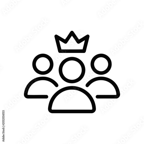 Group of people with a crown icon, leadership and management concept, team leader sign, vector illustration